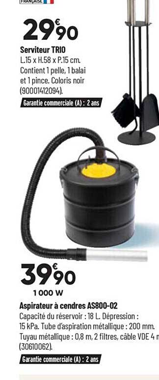 serviteur trio, aspirateur à cendres as800-02