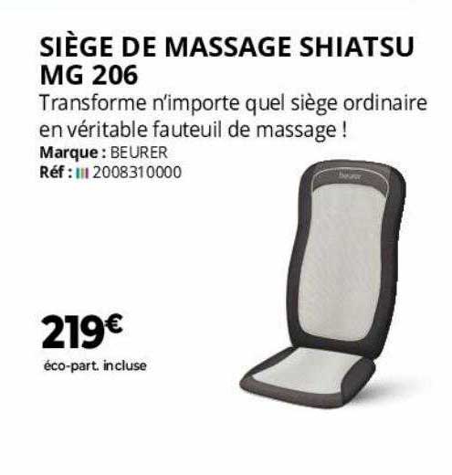 siège de massage shiatsu mg 206 beurer