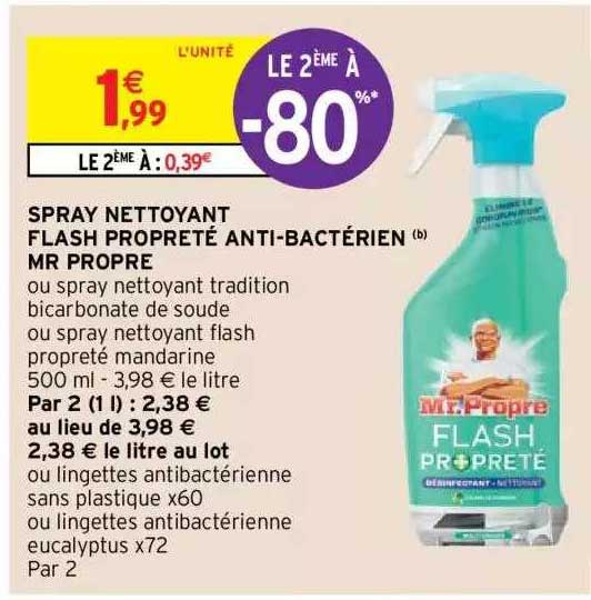 spray nettoyant flash propreté anti-bactérien mr propre