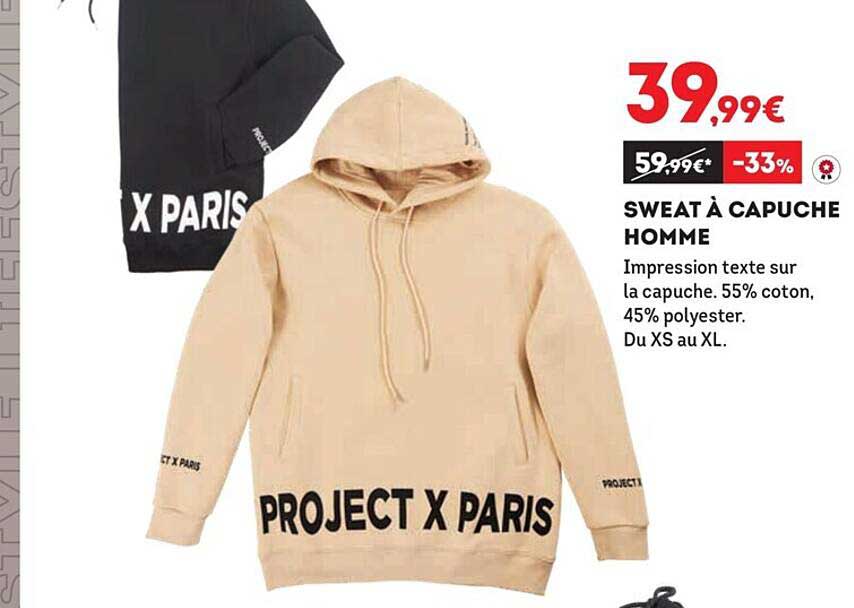 sweat à capuche homme project x paris