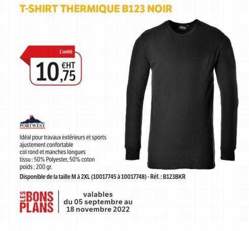 t-shirt thermique b123 noir