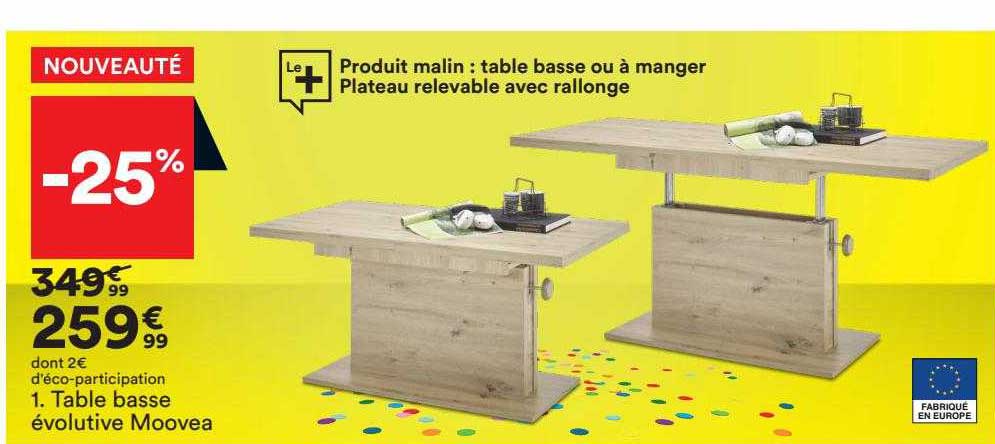 table basse évolutive moovea