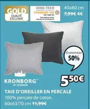 taie d'oreiller en percale kronborg