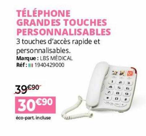 téléphone grandes touches personnalisables lbs médical