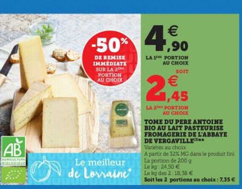 tome du père antoine bio au lait pasteurisé fromagerie de l'abbaye de vergaville