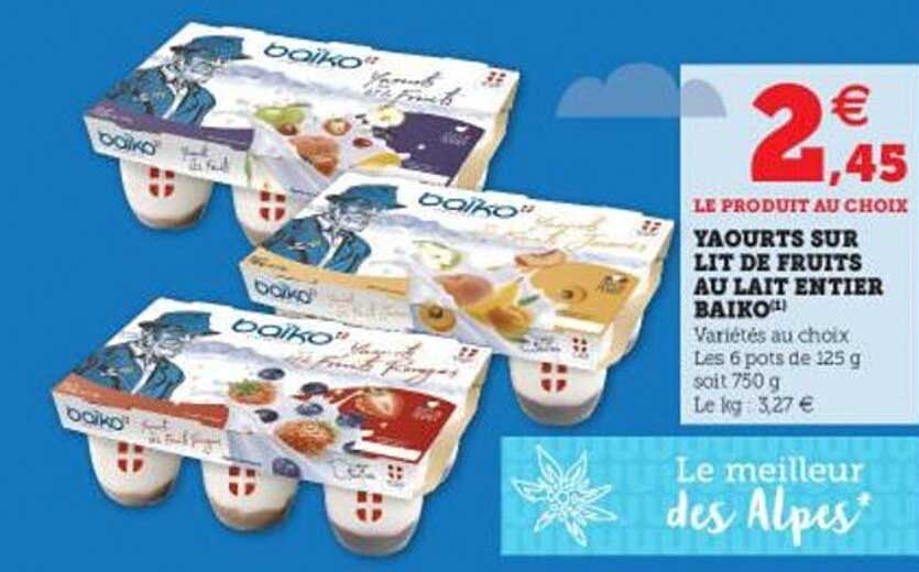 Yaourts Sur Lit De Fruits Au Lait Entier Baiko