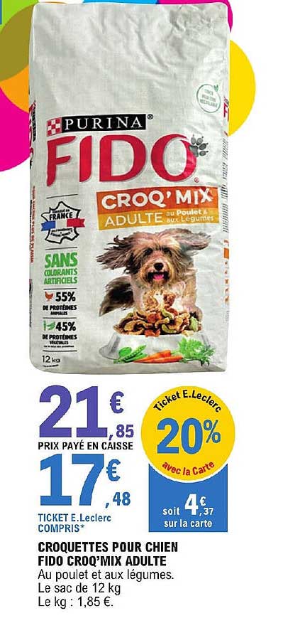 Croquettes Pour Chien Fido Croq'mix Adulte