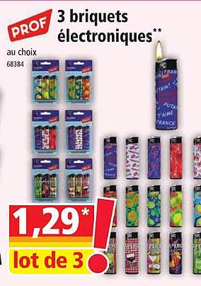 3 briquets électroniques prof