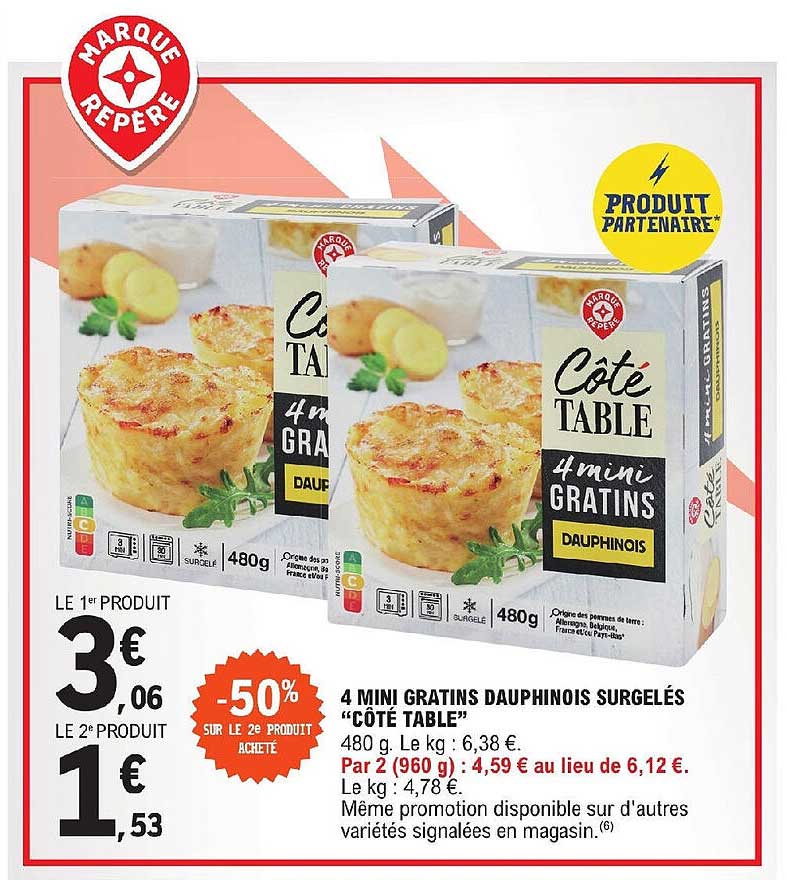 4 mini gratins dauphinois surgelés "côté table"