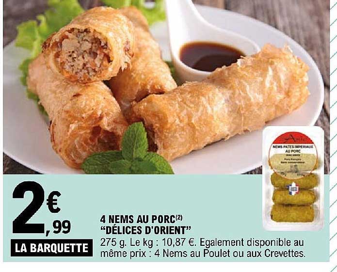 4 nems au porc "délices d'orient"