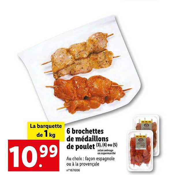 6 Brochettes De Médaillons De Poulet