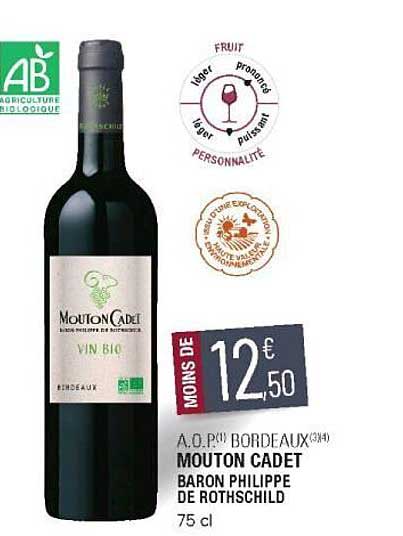 a.o.p. bordeaux mouton cadet baron philippe de rothschild