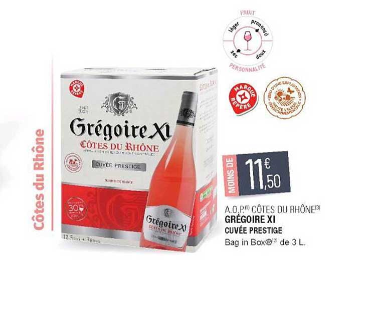 a.o.p. côtes du rhône grégoire XI cuvée prestige