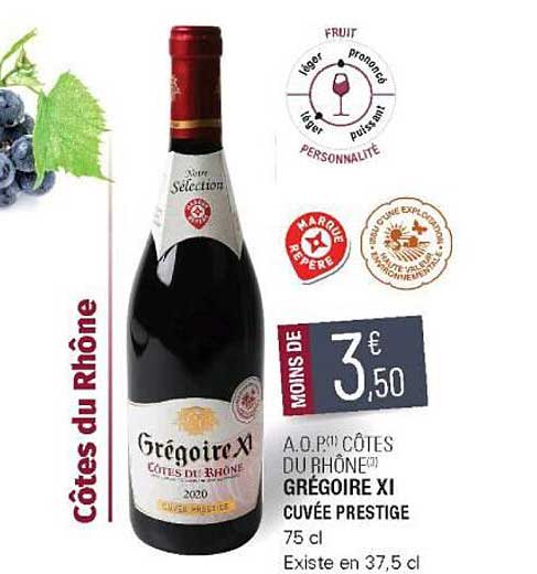 a.o.p. côtes du rhône grégoire xi cuvée prestige