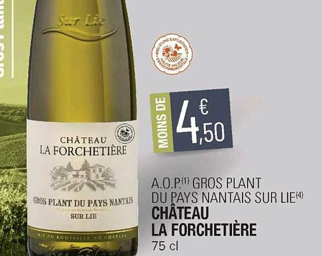 a.o.p. gros plant du pays nantais sur lit château la forchetière