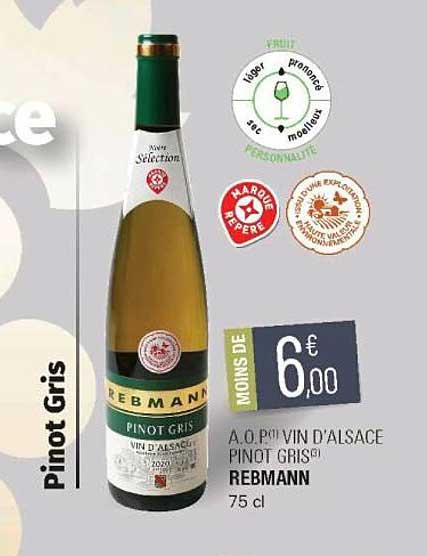 a.o.p. vin d'alsace pinot gris rebmann