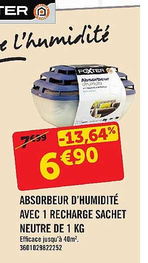 Absorbeur D'humidité Avec 1 Recharge Sachet Neutre De 1kg