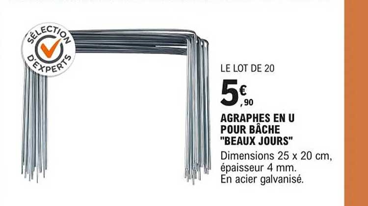 agraphes en u pour bâche "beaux jours"