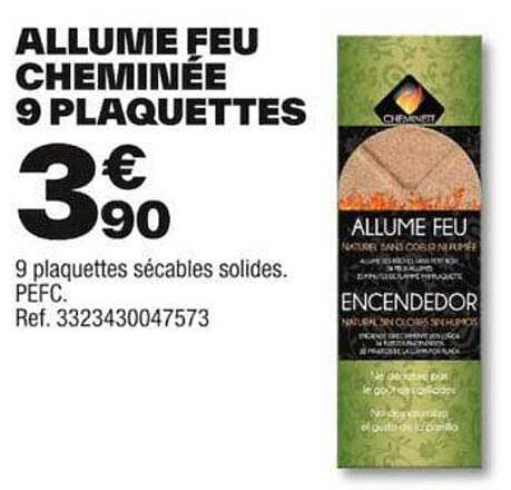 allume feu cheminée 9 plaquettes