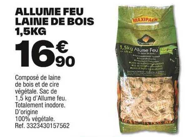 allume feu laine de bois 1,5kg