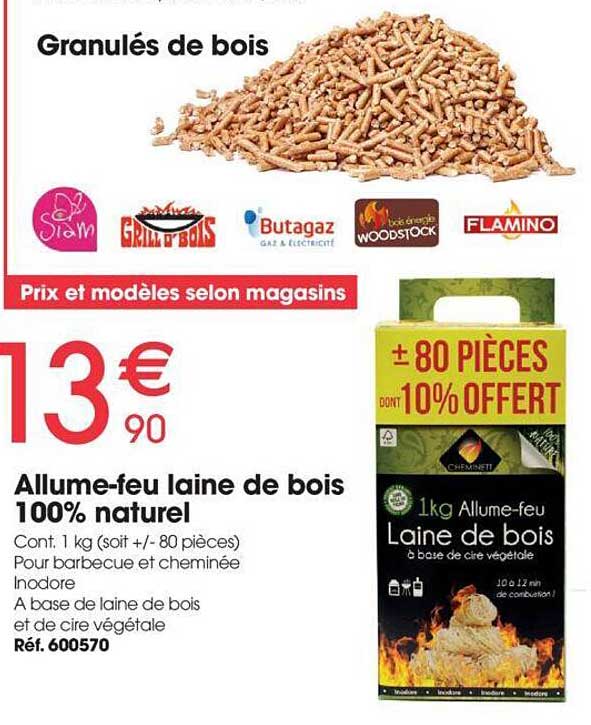 allume-feu laine de bois 100% naturel , granulés de bois