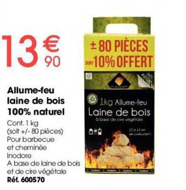 allume-feu laine de bois 100% naturel
