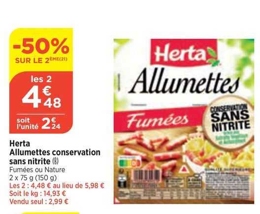 Allumettes Conservation Sans Nitrite Herta