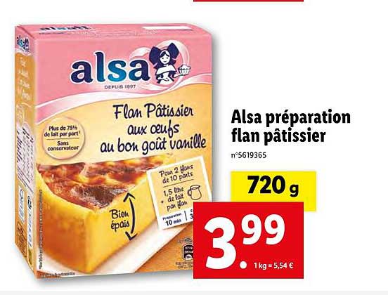 Alsa Préparation Flan Pâtissier