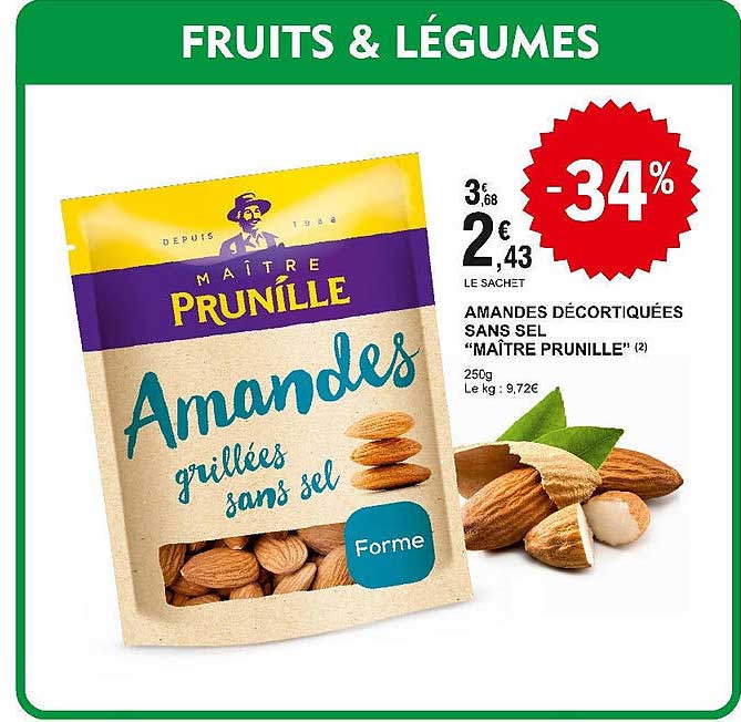 amandes décortiquées sans sel "maître prunille"