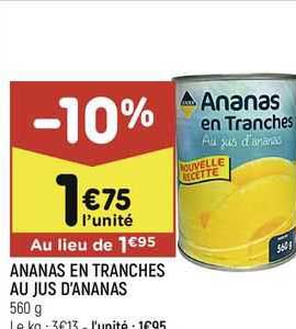 ananas en tranches au jus d'ananas