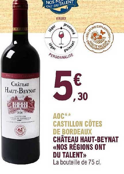 aoc castillon côtes de bordeaux château haut-beynat «nos régions ont du talent»
