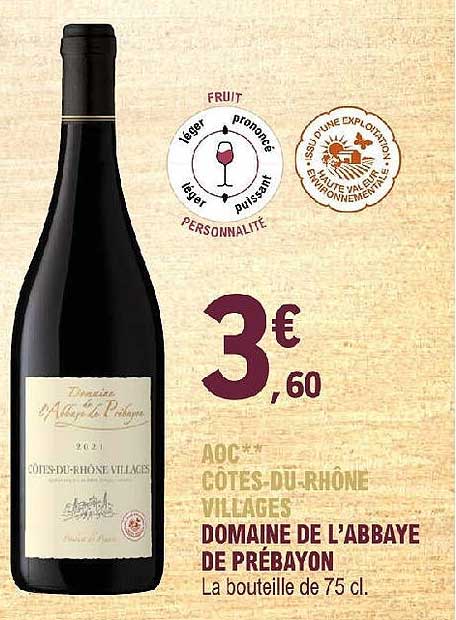 aoc côtes-du-rhône villages domaine de l'abbaye de prébayon