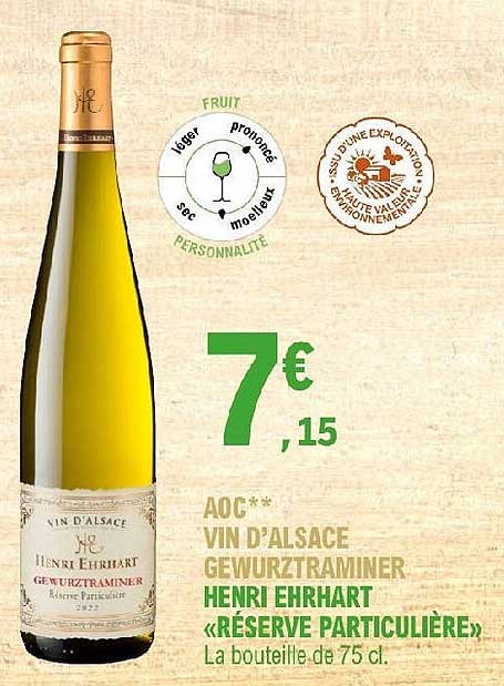 aoc vin d'alsace gewurztraminer henrie ehrhart «réserve particulière»
