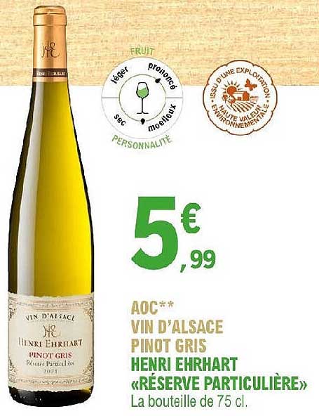 aoc vin d'alsace pinot gris henri ehrhart «réserve particulière»