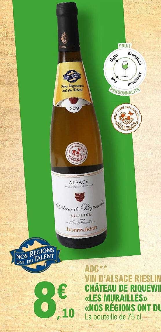aoc vin d'alsace riesling château de riquewin «les murailles» «nos régions ont du talent»