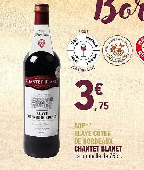 aop blaye côtes de bordeaux chantet blanet