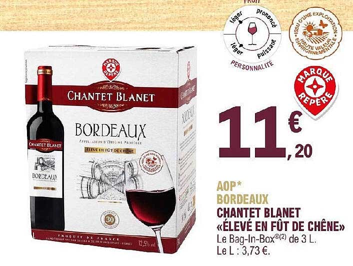 aop bordeaux chantet blanet «élevé en fût de chêne»