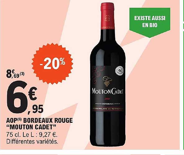 aop bordeaux rouge "mouton cadet"