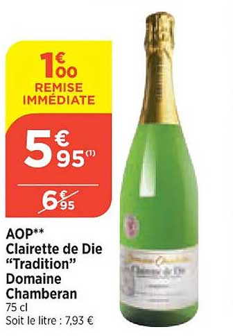 aop clairette de die "tradition" domaine chamberan