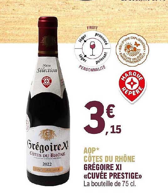 aop côtes du rhône grégoire xi «cuvée prestige»