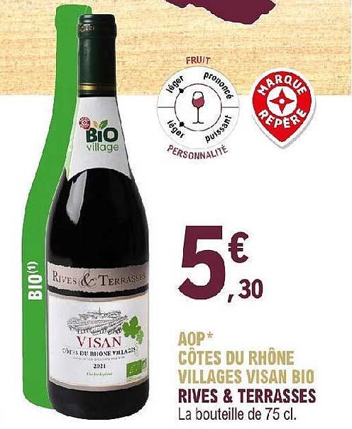 aop côtes du rhône villages visan bio rives & terrasses