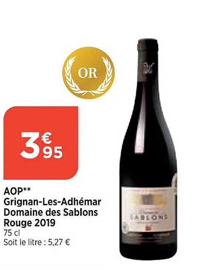 aop grignan-les-adhémar domaine des sablons rouge 2019