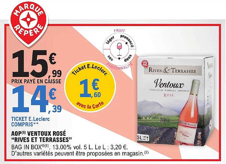 aop ventoux rosé "rives et terrasses"