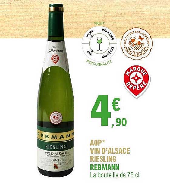 Aop Vin D'alsace Riesling Rebmann