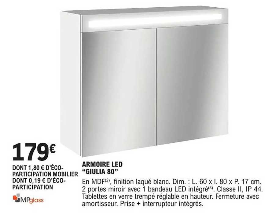 armoire led "giulia 80" mPglass