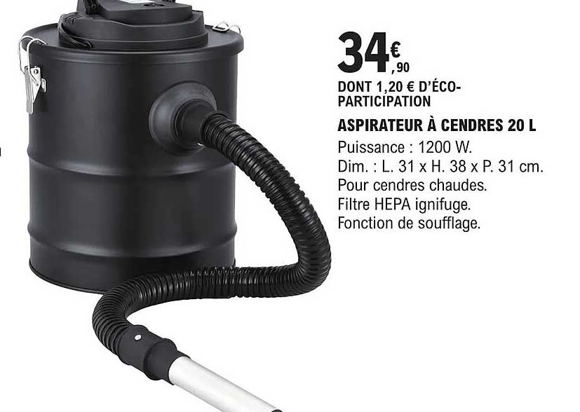 aspirateur à cendres 20 l