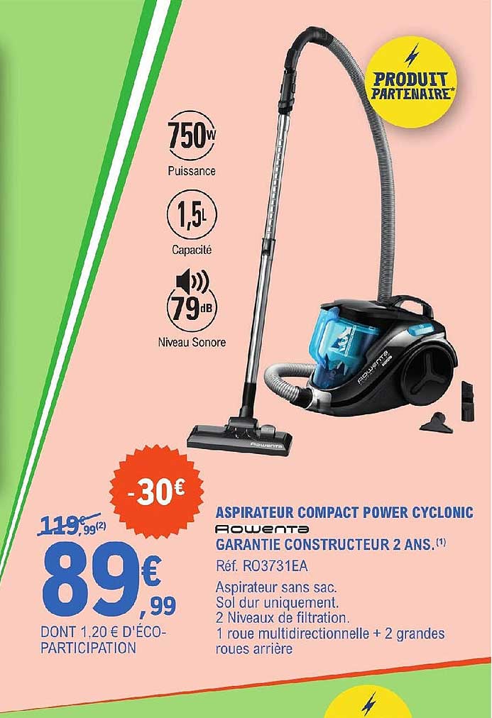 aspirateur compact power cyclonic rowenta