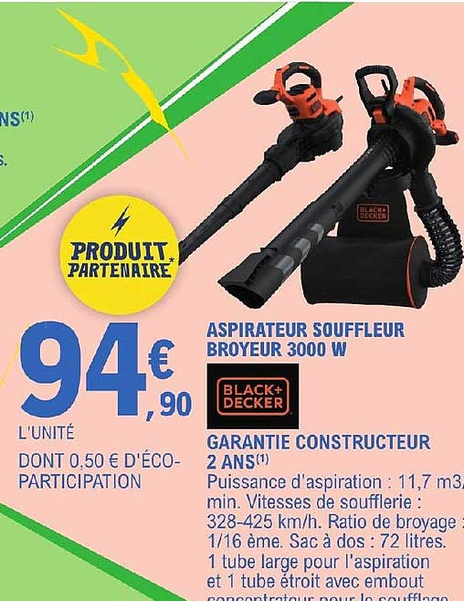 Aspirateur Souffleur Broyeur 3000w Black + Decker