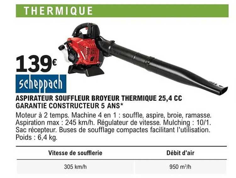 Aspirateur Souffleur Broyeur Thermique 25,4 Cc Scheppach