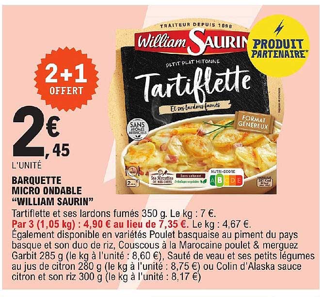 barquette micro ondable "william saurin"